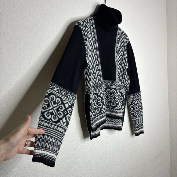 N°21 Jacquard Mohair Cropped High Low Black and White Sweater S - Picture 4 of 10